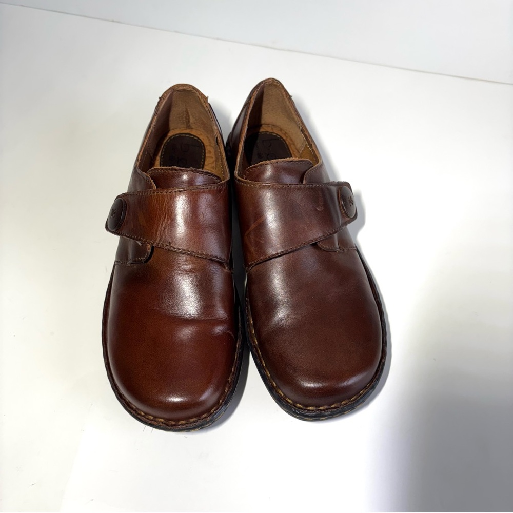 b.o.c. Born Concept Coletta Brown Leather Loafers Monk Strap Flats 7 Comfortable